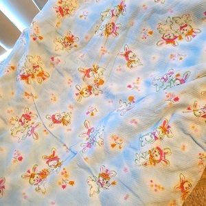 Vintage EASTER Baby Blanket-Spring Bunnies, Handmade, 60s Baby Blanket -…